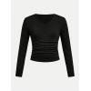 imageSOLY HUX 3 Pack Girls Long Sleeve Shirts V Neck Basic TShirts Ruched Tops Spring Fall Layering Tees 812 YearsBlack Grey Pink