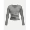 imageSOLY HUX 3 Pack Girls Long Sleeve Shirts V Neck Basic TShirts Ruched Tops Spring Fall Layering Tees 812 YearsBlack Grey Pink