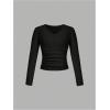 imageSOLY HUX 3 Pack Girls Long Sleeve Shirts V Neck Basic TShirts Ruched Tops Spring Fall Layering Tees 812 YearsBlack Grey White