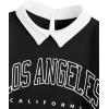imageSOLY HUX Girls 2 Piece Outfits Letter Graphic Long Sleeve Collar Sweatshirt and Skater Skirt SetBlack