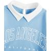 imageSOLY HUX Girls 2 Piece Outfits Letter Graphic Long Sleeve Collar Sweatshirt and Skater Skirt SetBlue Letter