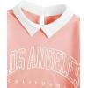 imageSOLY HUX Girls 2 Piece Outfits Letter Graphic Long Sleeve Collar Sweatshirt and Skater Skirt SetCoral Pink Letter