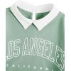 imageSOLY HUX Girls 2 Piece Outfits Letter Graphic Long Sleeve Collar Sweatshirt and Skater Skirt SetGreen Letter