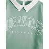 imageSOLY HUX Girls 2 Piece Outfits Letter Graphic Long Sleeve Collar Sweatshirt and Skater Skirt SetGreen Letter