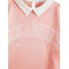 imageSOLY HUX Girls 2 Piece Outfits Letter Graphic Long Sleeve Collar Sweatshirt and Skater Skirt SetLight Pink Letter