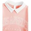 imageSOLY HUX Girls 2 Piece Outfits Letter Graphic Long Sleeve Collar Sweatshirt and Skater Skirt SetLight Pink Letter