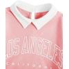imageSOLY HUX Girls 2 Piece Outfits Letter Graphic Long Sleeve Collar Sweatshirt and Skater Skirt SetPink Letter
