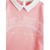 imageSOLY HUX Girls 2 Piece Outfits Letter Graphic Long Sleeve Collar Sweatshirt and Skater Skirt SetPink Letter
