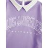 imageSOLY HUX Girls 2 Piece Outfits Letter Graphic Long Sleeve Collar Sweatshirt and Skater Skirt SetViolet Purple Letter