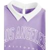 imageSOLY HUX Girls 2 Piece Outfits Letter Graphic Long Sleeve Collar Sweatshirt and Skater Skirt SetViolet Purple Letter