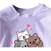 imageSOLY HUX Girls Cartoon Graphic Tees Short Sleeve Cat Print Cute T Shirt Summer TopsPurple Cartoon