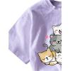 imageSOLY HUX Girls Cartoon Graphic Tees Short Sleeve Cat Print Cute T Shirt Summer TopsPurple Cartoon