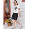 imageSOLY HUX Girls Leopard Skirt Outfits Two Piece Heart Print Short Sleeve T Shirt and Mesh Skirt SetBlack White Leopard