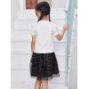 imageSOLY HUX Girls Leopard Skirt Outfits Two Piece Heart Print Short Sleeve T Shirt and Mesh Skirt SetBlack White Leopard