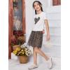 imageSOLY HUX Girls Leopard Skirt Outfits Two Piece Heart Print Short Sleeve T Shirt and Mesh Skirt SetMulticoloured