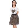 imageSOLY HUX Girls Leopard Skirt Outfits Two Piece Heart Print Short Sleeve T Shirt and Mesh Skirt SetMulticoloured