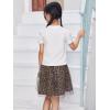 imageSOLY HUX Girls Leopard Skirt Outfits Two Piece Heart Print Short Sleeve T Shirt and Mesh Skirt SetMulticoloured