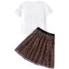 imageSOLY HUX Girls Leopard Skirt Outfits Two Piece Heart Print Short Sleeve T Shirt and Mesh Skirt SetMulticoloured