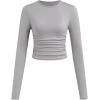 imageSOLY HUX Girls Long Sleeve T Shirts 3 Packs Crewneck Fall Tees Ruched Fitted Tee Shirt TopsBlack Grey White