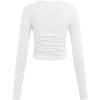imageSOLY HUX Girls Long Sleeve T Shirts 3 Packs Crewneck Fall Tees Ruched Fitted Tee Shirt TopsBlack Grey White