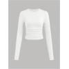 imageSOLY HUX Girls Long Sleeve T Shirts 3 Packs Crewneck Fall Tees Ruched Fitted Tee Shirt TopsDusty Blue Black White