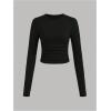 imageSOLY HUX Girls Long Sleeve T Shirts 3 Packs Crewneck Fall Tees Ruched Fitted Tee Shirt TopsDusty Blue Black White