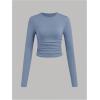 imageSOLY HUX Girls Long Sleeve T Shirts 3 Packs Crewneck Fall Tees Ruched Fitted Tee Shirt TopsDusty Blue Black White