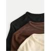 imageSOLY HUX Girls Long Sleeve T Shirts 3 Packs Crewneck Fall Tees Ruched Fitted Tee Shirt TopsKhaki Brown Black