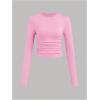 imageSOLY HUX Girls Long Sleeve T Shirts 3 Packs Crewneck Fall Tees Ruched Fitted Tee Shirt TopsPink Black White