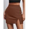 imageSOLY HUX Skirts for Women Split Bodycon Mini Skirt High Waisted Casual SkirtSolid Mocha Brown