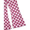 imageSOLY HUX Toddler Girls Checkered Flare Leggings High Waisted Bell Bottom Pants Workout Athletic TrousersPink and White