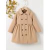 imageSOLY HUX Toddler Girls Double Breasted Long Sleeve Trench Coat Teddy Lined Outerwear Winter Pea CoatsSolid Khaki
