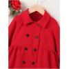 imageSOLY HUX Toddler Girls Double Breasted Long Sleeve Trench Coat Teddy Lined Outerwear Winter Pea CoatsSolid Red