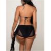 imageSOLY HUX Womens 3 Piece Swimsuit Ruffle Halter Tie Back Cheeky Bikini Set with Cover Up SkirtSolid Black