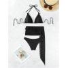 imageSOLY HUX Womens 3 Piece Swimsuit Ruffle Halter Tie Back Cheeky Bikini Set with Cover Up SkirtSolid Black