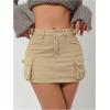 imageSOLY HUX Womens Denim Cargo Skirts Y2k Low Waist Bodycon Mini Skirt Jean Skirts with PocketPure Khaki