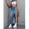 imageSOLY HUX Womens Denim Skirts High Split Bodycon Long Skirt Casual Going Out Jean SkirtsLight Wash