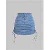 imageSOLY HUX Womens Denim Skirts Ruched High Waisted Side Drawstring Bodycon Mini Skirt Summer ClothesLight Wash