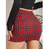 imageSOLY HUX Womens Elastic High Waist Bodycon Pencil Mini SkirtRed Plaid