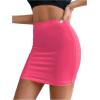 imageSOLY HUX Womens Elastic High Waist Bodycon Pencil Mini SkirtSolid Hot Pink