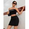 imageSOLY HUX Womens Elastic High Waist Bodycon Pencil Mini SkirtSolid Plain Black