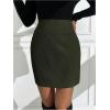 imageSOLY HUX Womens High Waisted Mini Corduroy Skirt Split Hem Business Casual Ribbed Knit SkirtsArmy Green