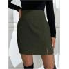 imageSOLY HUX Womens High Waisted Mini Corduroy Skirt Split Hem Business Casual Ribbed Knit SkirtsArmy Green