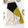 imageSOLY HUX Womens Plus Size Color Block Pleated Skirt Elastic High Waist A Line Midi SkirtsBlack and Yellow