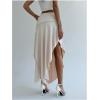 imageSOLY HUX Womens Ruched Asymmetrical Split Skirt Casual Maxi SkirtsPlain Apricot