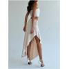 imageSOLY HUX Womens Ruched Asymmetrical Split Skirt Casual Maxi SkirtsPlain Apricot