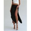 imageSOLY HUX Womens Ruched Asymmetrical Split Skirt Casual Maxi SkirtsPure Black