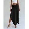 imageSOLY HUX Womens Ruched Asymmetrical Split Skirt Casual Maxi SkirtsPure Black