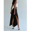 imageSOLY HUX Womens Ruched Asymmetrical Split Skirt Casual Maxi SkirtsPure Black
