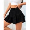 imageSOLY HUX Womens Ruffle Shorts Pleated Mini Skirt Y2k Layered Casual Beach Shorts Shirred Flowy SkortSolid Black